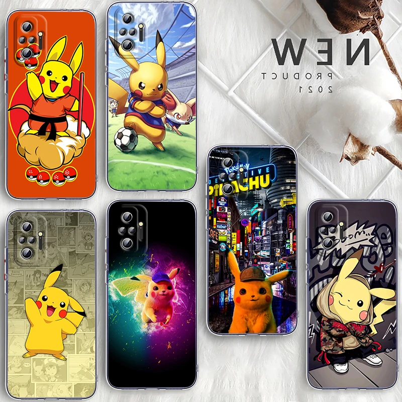 

Cartoon Pikachu Pokemon For Xiaomi Poco X3 Redmi Note 11S 11 11T 10 10S 9 9T 9S 8 8T Pro 5G 7 5 4X Transparent Phone Case