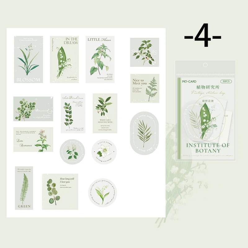 

Mr. Paper 6 стилей 30 шт/уп романтические красивые наклейки с цветами маленькие свежие растения ручная учётная запись декоративный стикер для канцелярских товаров