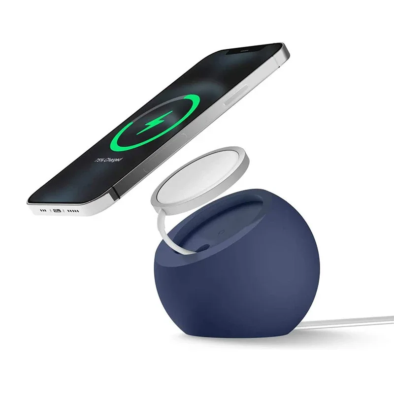 Desk Ball Shape Magnetic Silicone Charging Holder for Magsafe Apple IPhone 13 Pro Mac Safe Wireless Charger Dock Station Stand