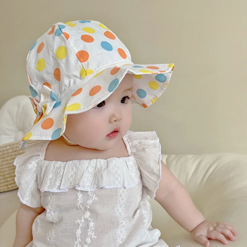 

New Baby Hat Summer Autumn Panama Baby Sun Hat Dot Beach Accessories Kids Bucket Hat Baby Cap for Girls Boys 3M-18M