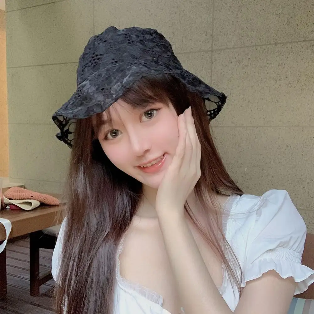 

Шляпа Женская Солнцезащитная однотонная, кружевная Панама с широкими полями и цветами, для отдыха на открытом воздухе, рыбалки