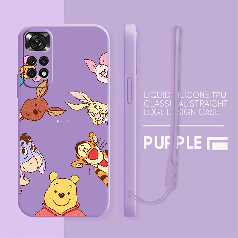 

Disney Winnie the Pooh Cute Phone Case For Xiaomi Redmi Note 11 11T 10 10S 9 9S 9T 8 8T 7 5 Pro Plus Liquid Rope Candy Cover