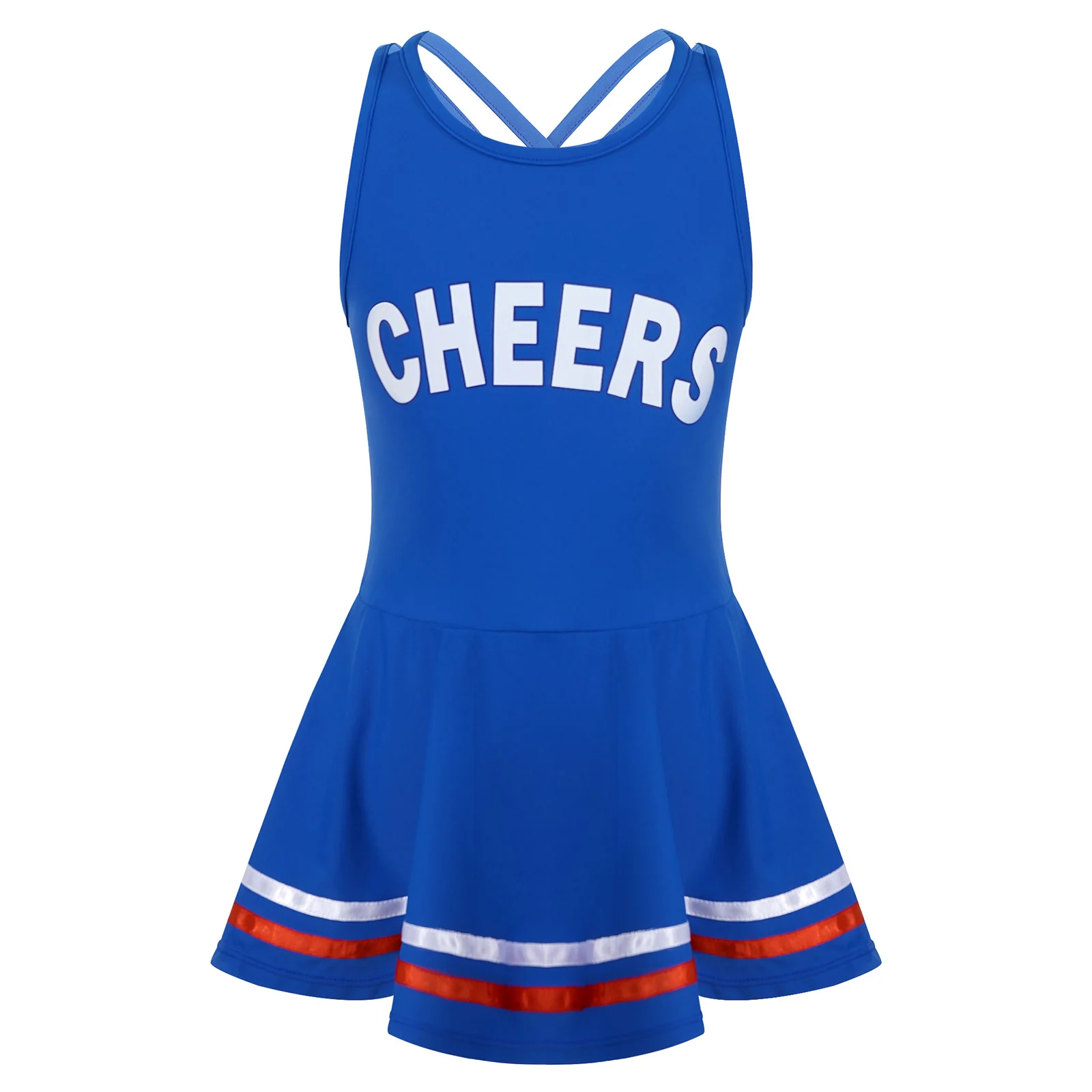 

Kids Girls Cheerleader Uniform School Cheerleading Dance Clothing Jazz Sleeveless Letter Print Dress With Boxers Shorts Set