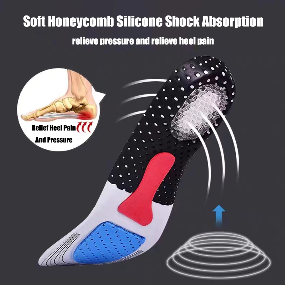 Silicone Sport Insoles for Shoes Men Women Orthotic Flat Feet Arch Support Breathable Running Cushion Orthopedic Gel Insoles