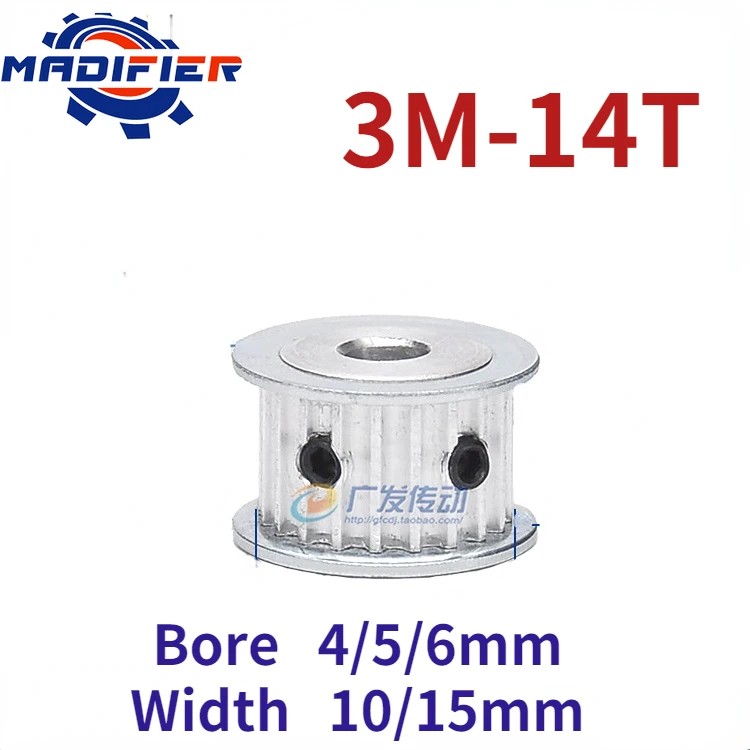 

AF Type 14 Teeth 3M Timing Pulley Bore 4mm 5mm 6mm for 10mm 15mm Width HTD 3M Belt Used In Linear Pulley
