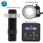 1080P VGA цифровой микроскоп набор камер 120X с креплением объектива регулируемый 56 светодиодный кольцевой светильник для телефона материнской платы печатной платы ремонт пайки