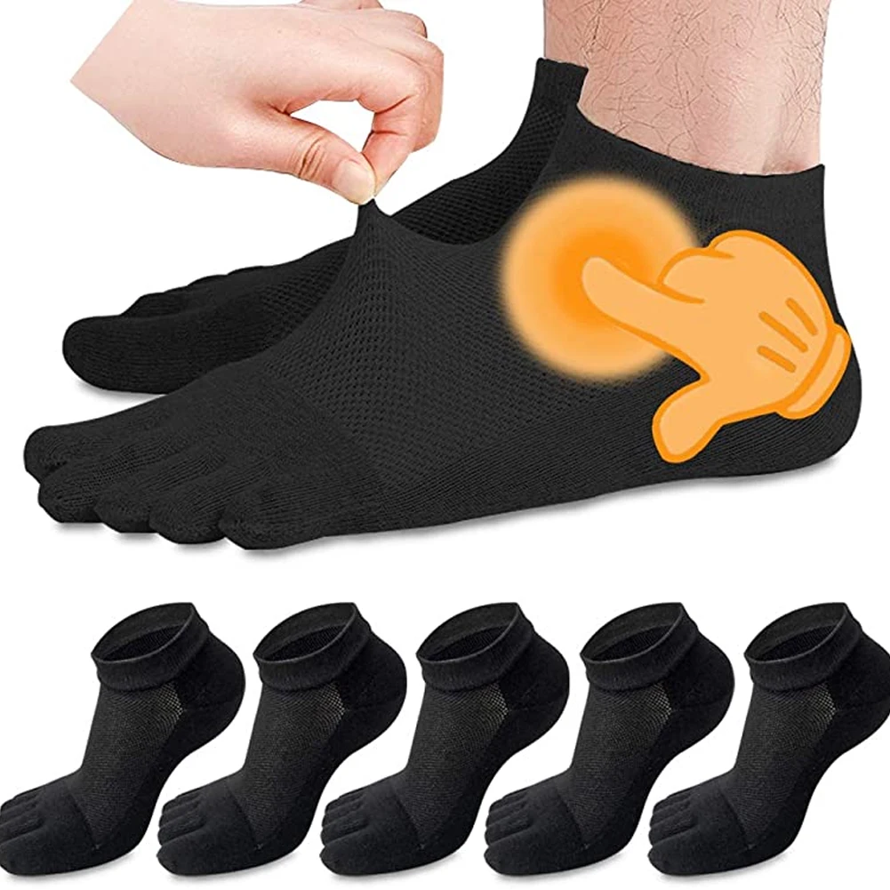 

1Pair Toe Socks for Men Five Finger Toe Socks Ankle Cotton Breathable Long Socks High Quality Solid Sweat Absorbing Socks