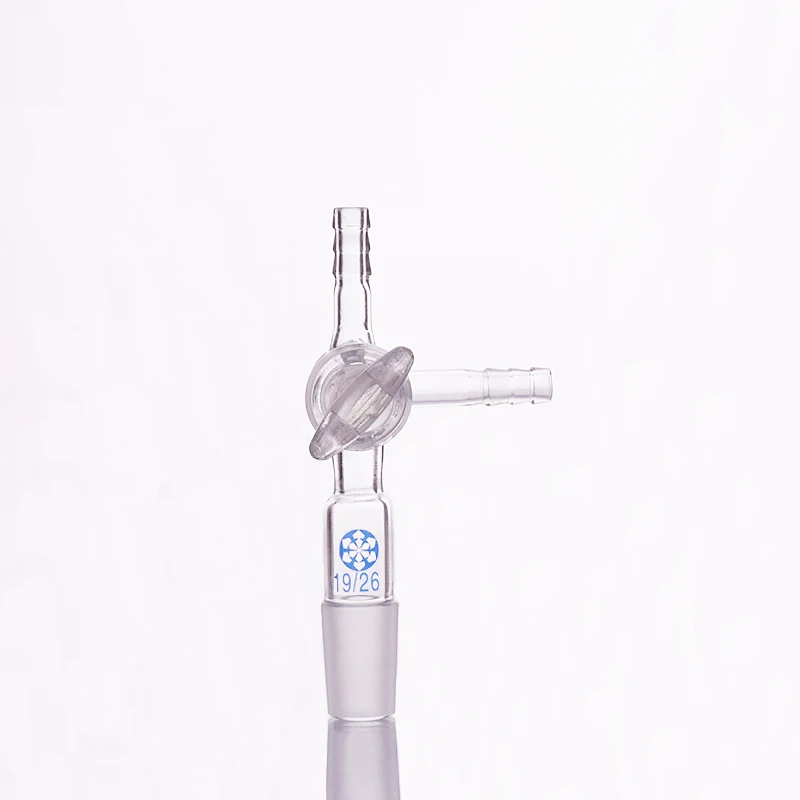 Glass piston valve T type plug tee,Joint 19/26,Tee connector,T-shaped three-way pressure head
