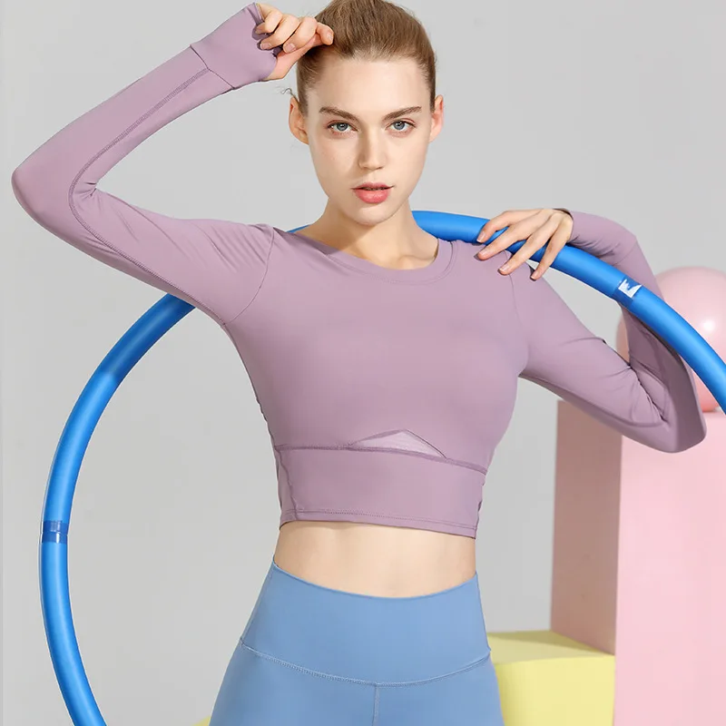 

Yoga Clothes Spring and Summer Tight Long-sleeved Gym Fitness Exercise Femininity Slim Quick-drying Jacket Blouse