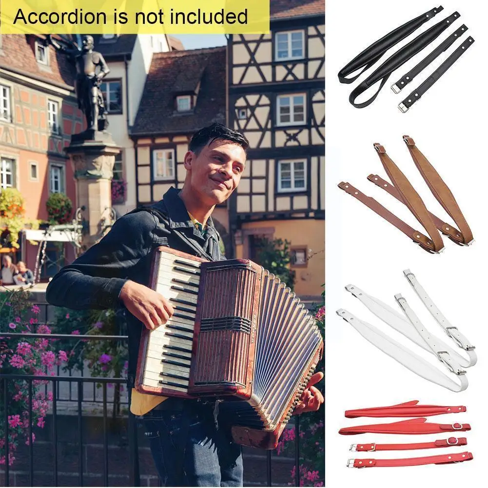 

1pc Accordion Strap Adjustable Leather 4 Colors Optional Strap Bass Accordion Accessories Musical Instrument W0e9