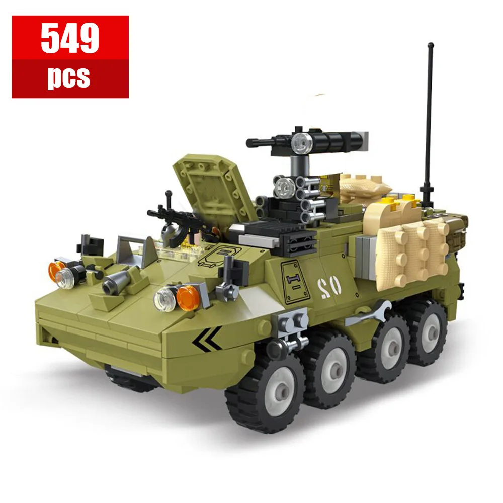 

2022 Military Army World War WW2 SWAT Police Soldiers Armored Transport Vehicle Model Building Block Bricks Kids Toys