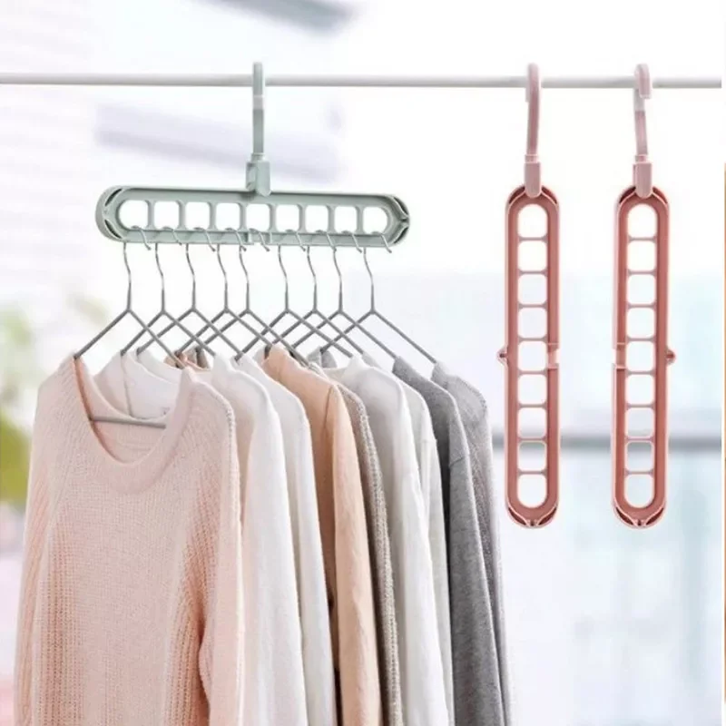

2022New 9-hole Clothes hanger organizer Space Saving Hanger multi-function folding magic hangers drying Racks Scarf clothes Stor