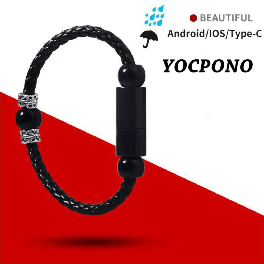 

Yocpono Chain Type Quick Charging Type-C Data Cable Bracelet Portable Leather Charging Cable Android Micro Universal