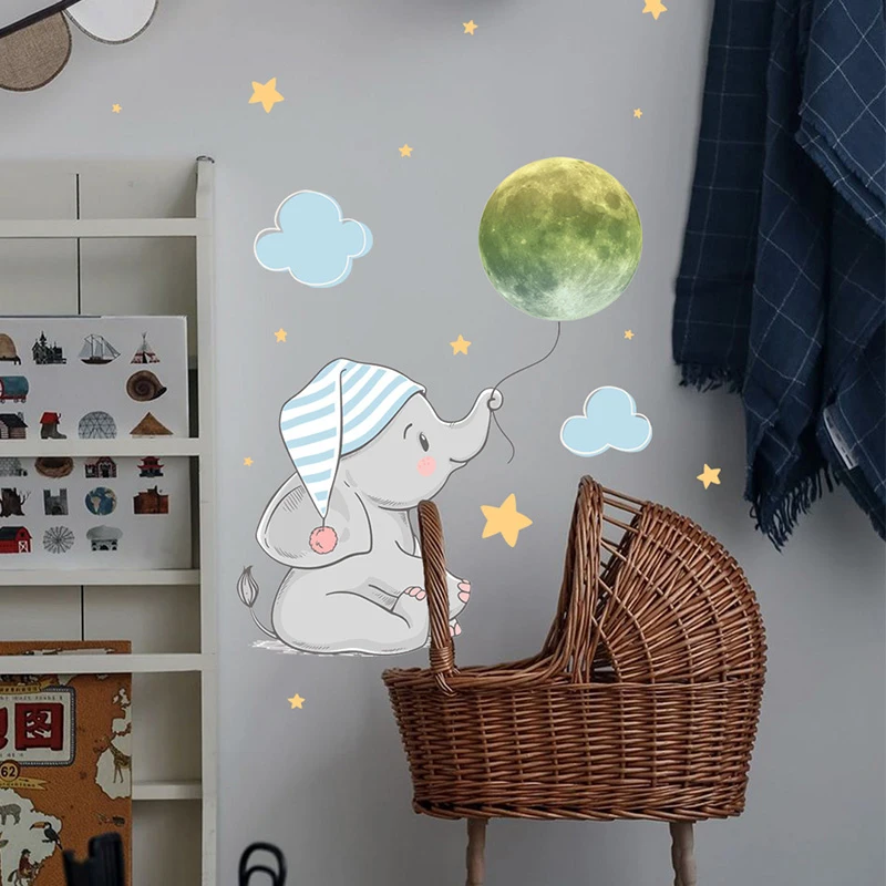 

Luminous Moon and Stars Wall Stickers for Kids Room Baby Nursery Home Decoration Wall Decals Glow in the Dark Bedroom Ceiling
