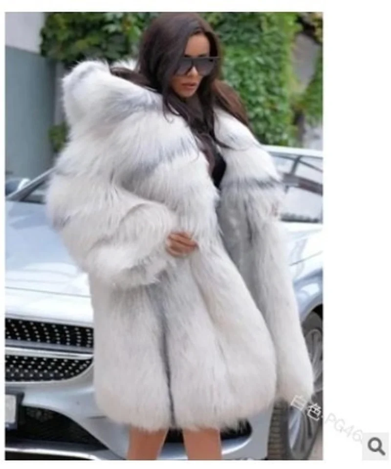 Winter 2022 Fashion High-grade Wool Collar Medium and Long Womens Fur Coat Hat Collar Hooded Warm Fur Coat Women