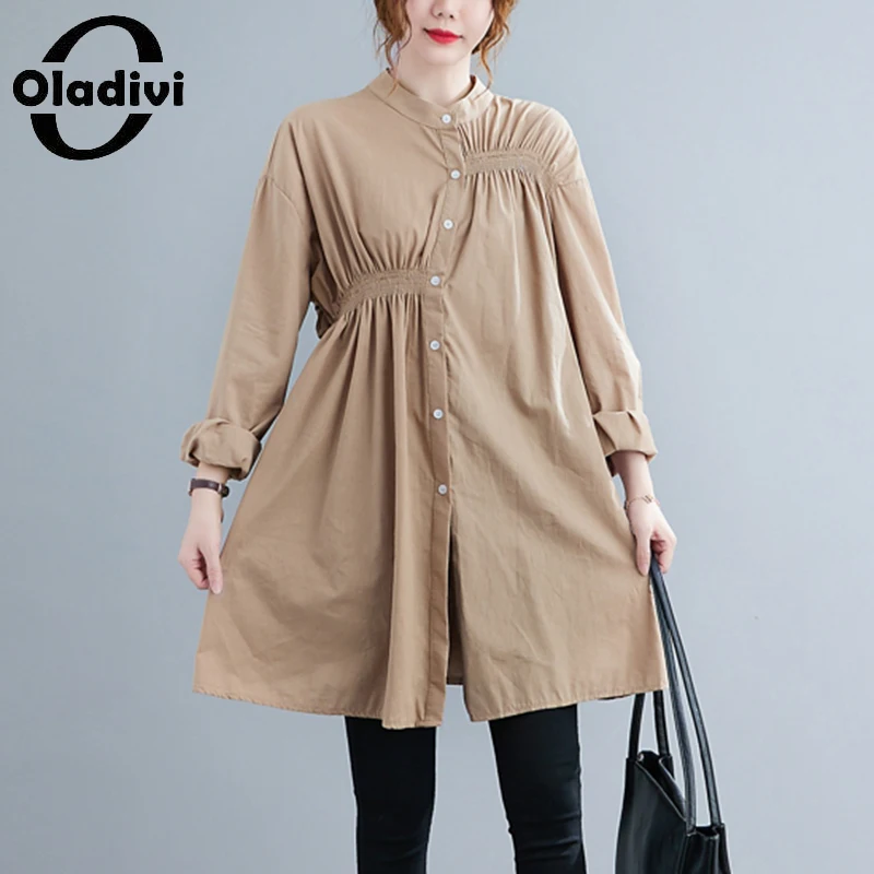 

Oladivi, Одежда большого размера, модные женские большие блузки, весна-осень, повседневные свободные рубашки с длинным рукавом, женские топы, ту...