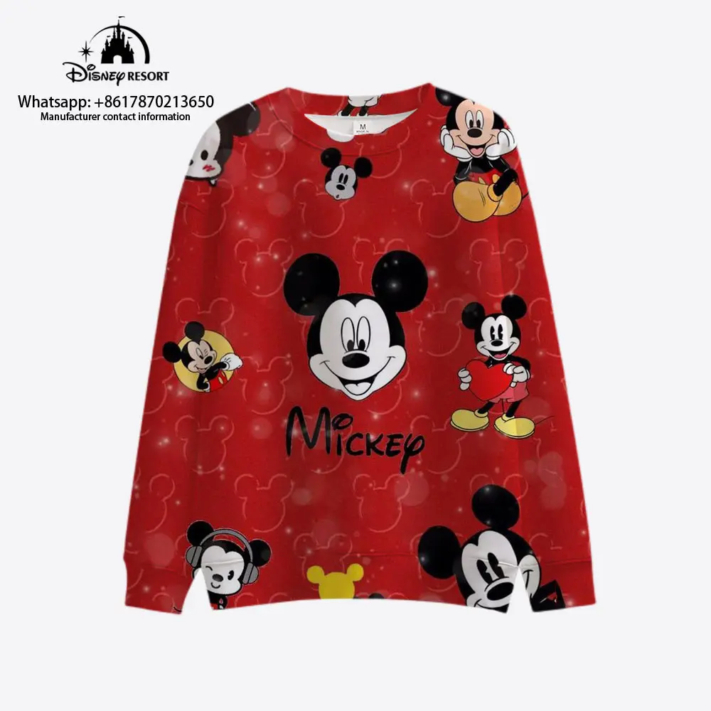 

New Autumn Disney Brand Mickey and Minnie Cartoon Round Neck Fashion Casual Boys and Girls Clothes Ladies Long Sleeve Sweater