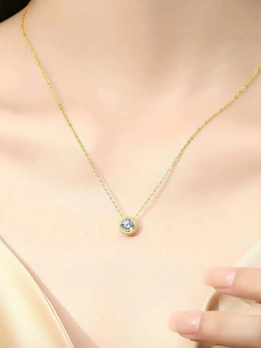 Colar De Bolha Redonda Prata Esterlina Муассанит S925