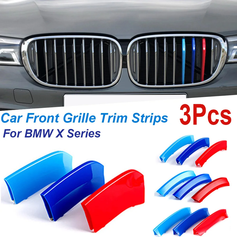 

3Pcs For BMW X1 X2 X3 X4 X5 X6 X7 E84 F48 F49 F39 E83 F25 G01 F26 G02 E70 F15 E53 G05 E71 E72 F16 G06 G07 Car Grille Trim Strips