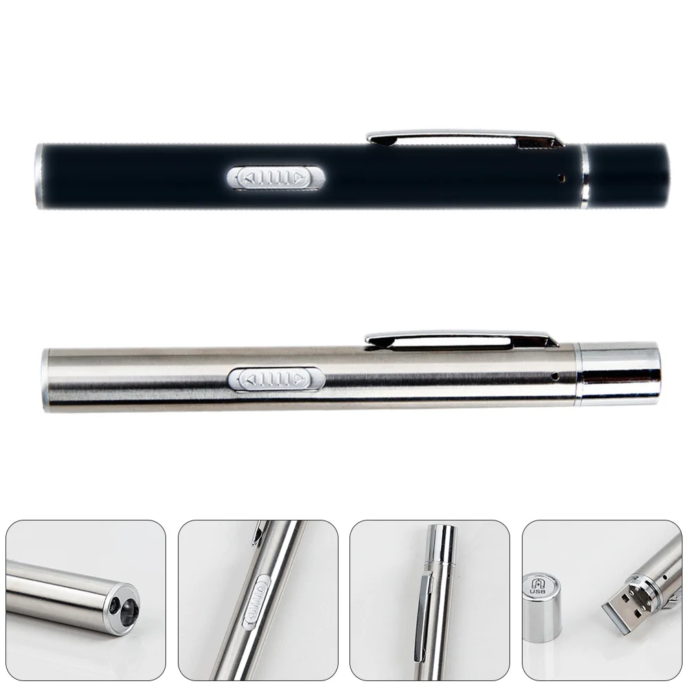 

2 Pcs Medical Flashlight Rechargeable Torch Nurse Pen LED Metal Doctors Illumination Reusable Hiking supplies