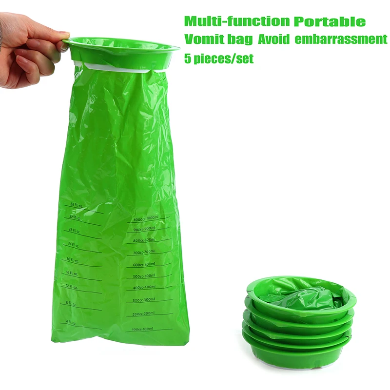 

5Pcs 1000ML Handle Outdoor Travel Car Motion Sickness Nausea Vomit Bag Package Supply