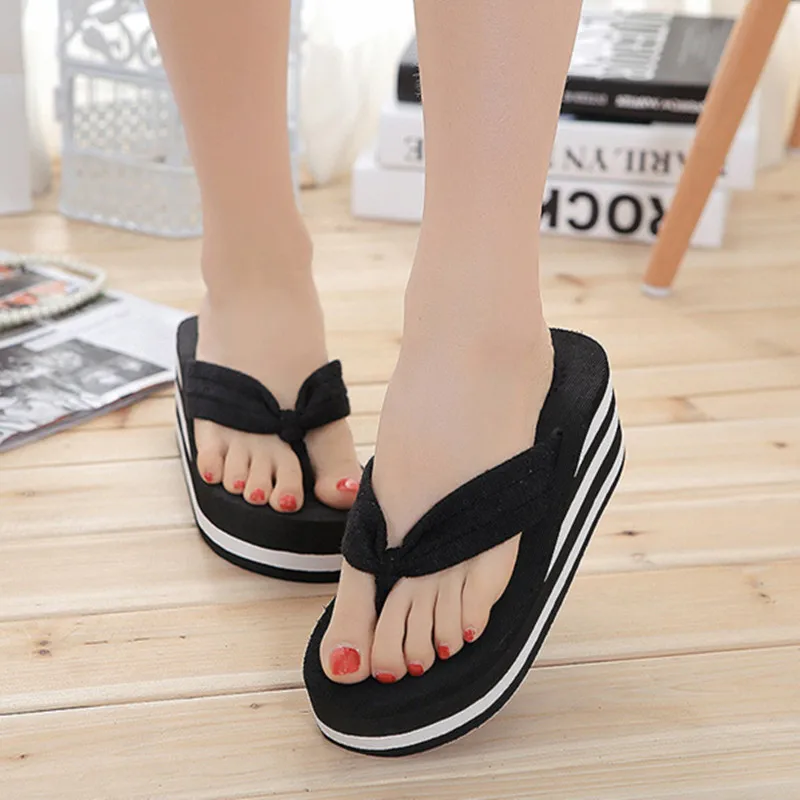 Plus Size 41 Women Summer Beach Non-Slip Flip Flops Thick Platform Leisure Wedges Outside Female Slides Womens Casual Slippers