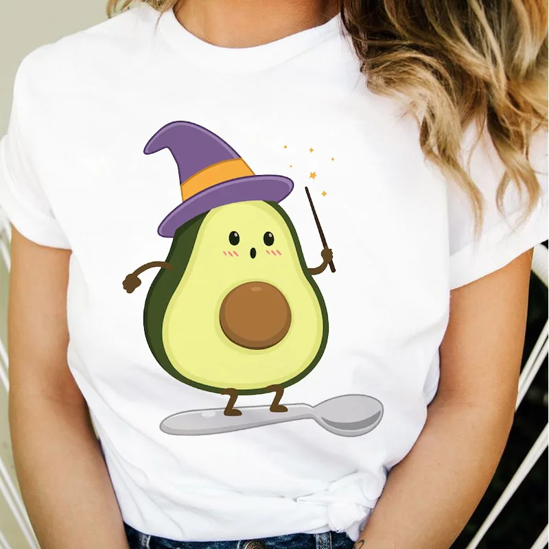 

2022 Avocado Fashion Women White T Shirt Graphic Print Summer Short T Shirt O Neck Girls Oversized Top Tee Ladies T-Shirts