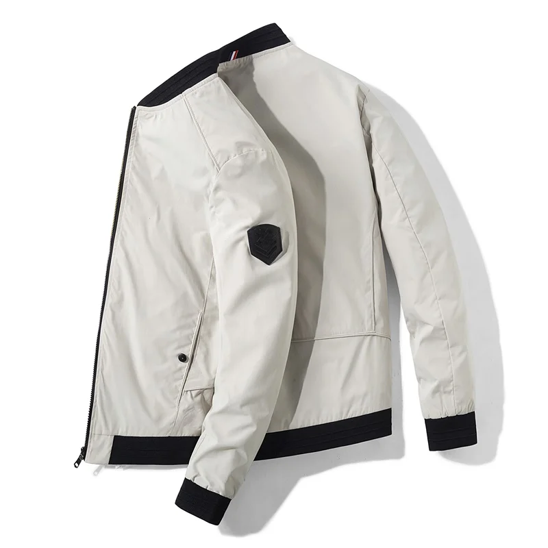

Men's Spring Jacket business casual high-end standing collar trend sports Zipper Pilot Bomber Golf coats windbreaker waterproof