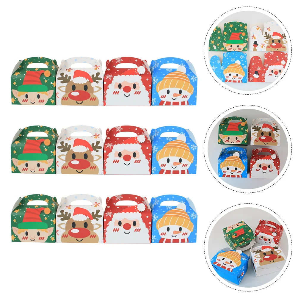 

12Pcs Christmas Cake Boxes Candy Packaging Boxes Xmas Party Wrapping Boxes