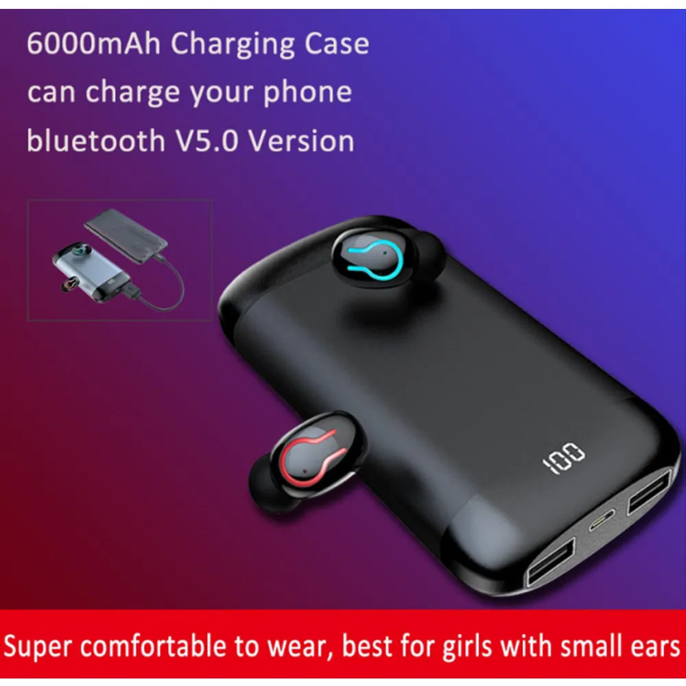 Новая беспроводная Bluetooth-гарнитура 5 0 светодиодный цифровой дисплей зарядка