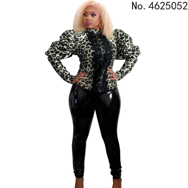 

African Clothes Leopard Print Tops For Women Long Sleeve Blouses 2022 Spring Autumn New Casual Africa Clothing Shirts Tunic