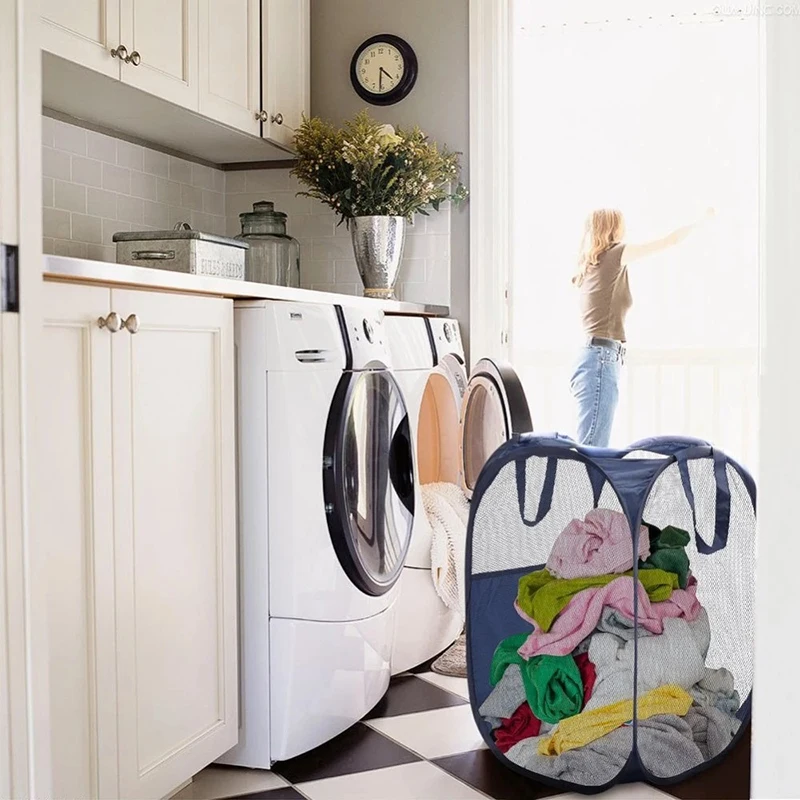 

Laundry Basket Collapsible Dirty Clothes Organizer Mesh Basket Washing Machine Accessories Storage Container Household Items D4