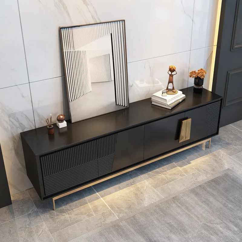 

Contemporary Rectangular Tv Cabinet Minimalist Italian Style Wooden Tv Cabinet Stainless Steel Frame Meuble Tv Furniture WK