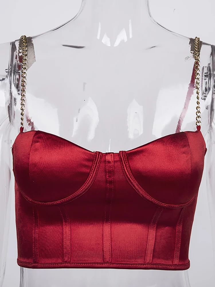 Женский укороченный топ-бюстье NewAsia черный топ на бретельках с цепочкой