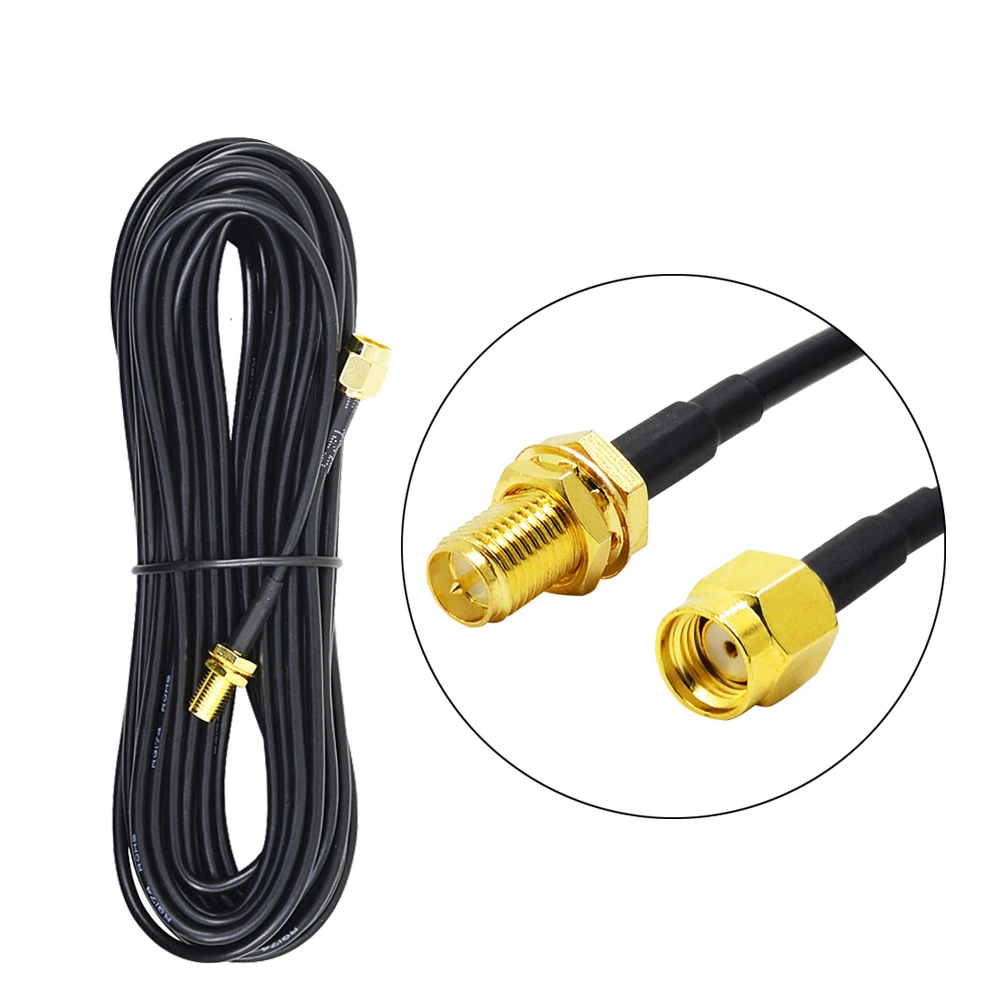 

10M 12M 15M 20M RG174 RP-SMA Extension Cable Male to Female Feeder Wire for Coaxial WiFi LAN Network Card Router Antenna