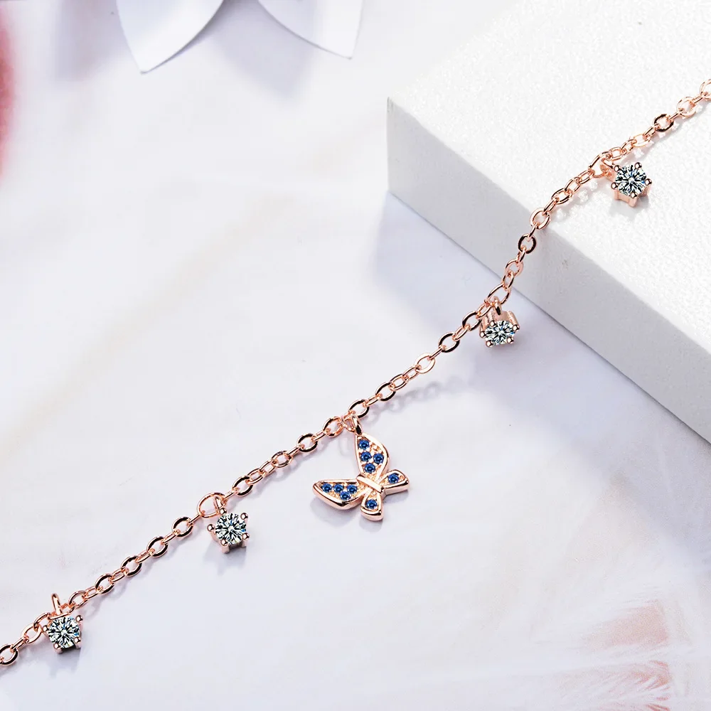 Браслеты-подвески из стерлингового серебра 925 пробы с кристаллами для женщин