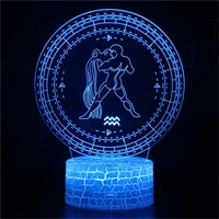 twelve constellations zodiac 3d lamp acrylic usb led night lights neon sign lamp christmas decorations for birthday gifts