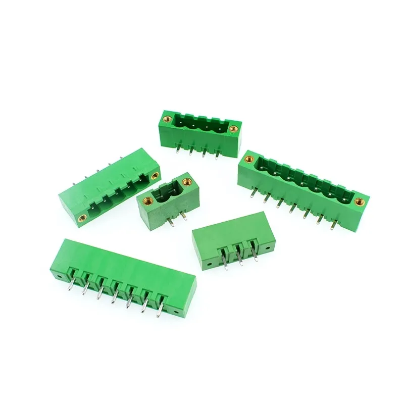 1000pcs/lot 2EDGKM/VM/RM 5.08mm Plug-in Green Terminal with Flange Straight Pin Bending Fixed PCB Wiring Plug 2P-12P