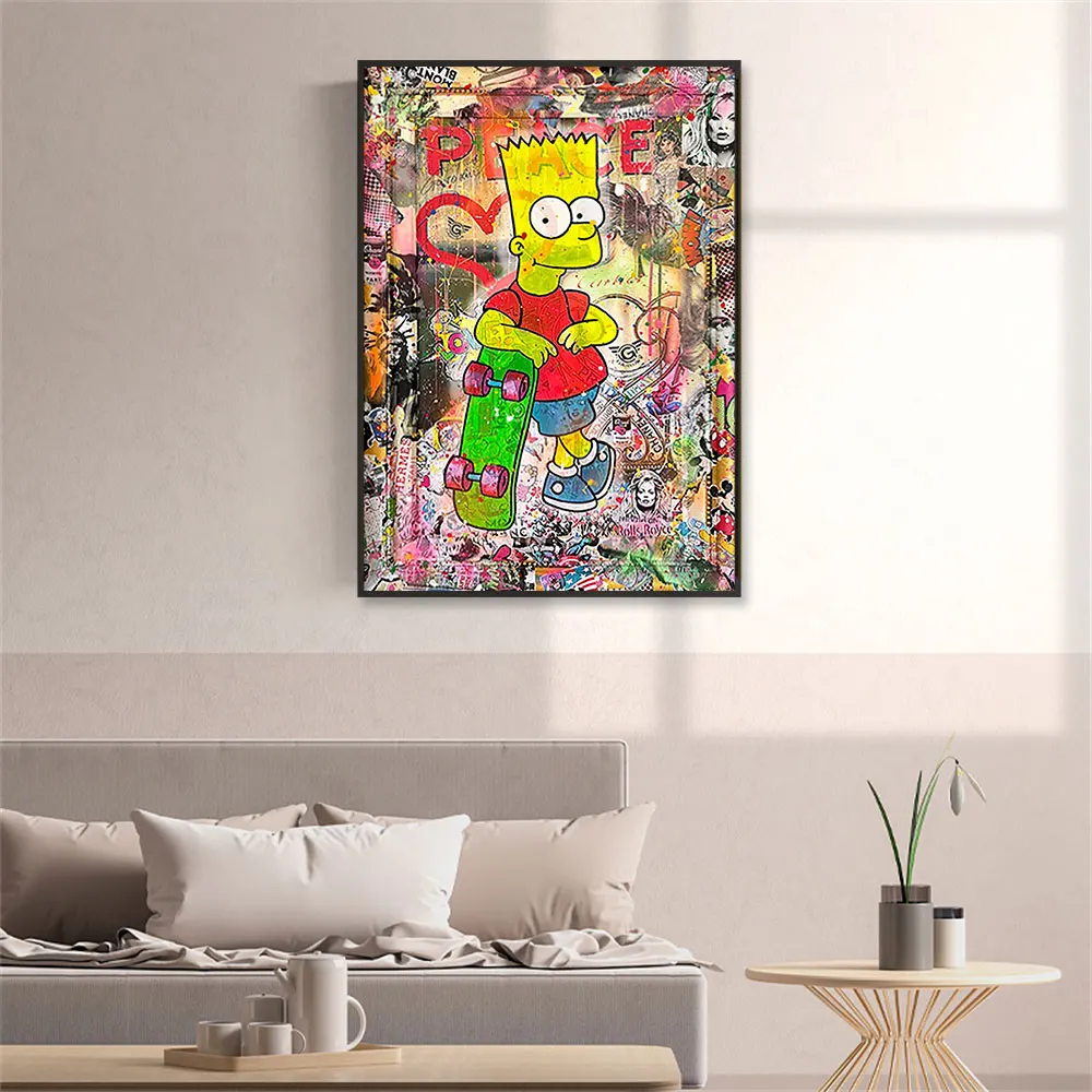Многие Мультяшные персонажи Симпсоны Микки мира граффити холст настенный