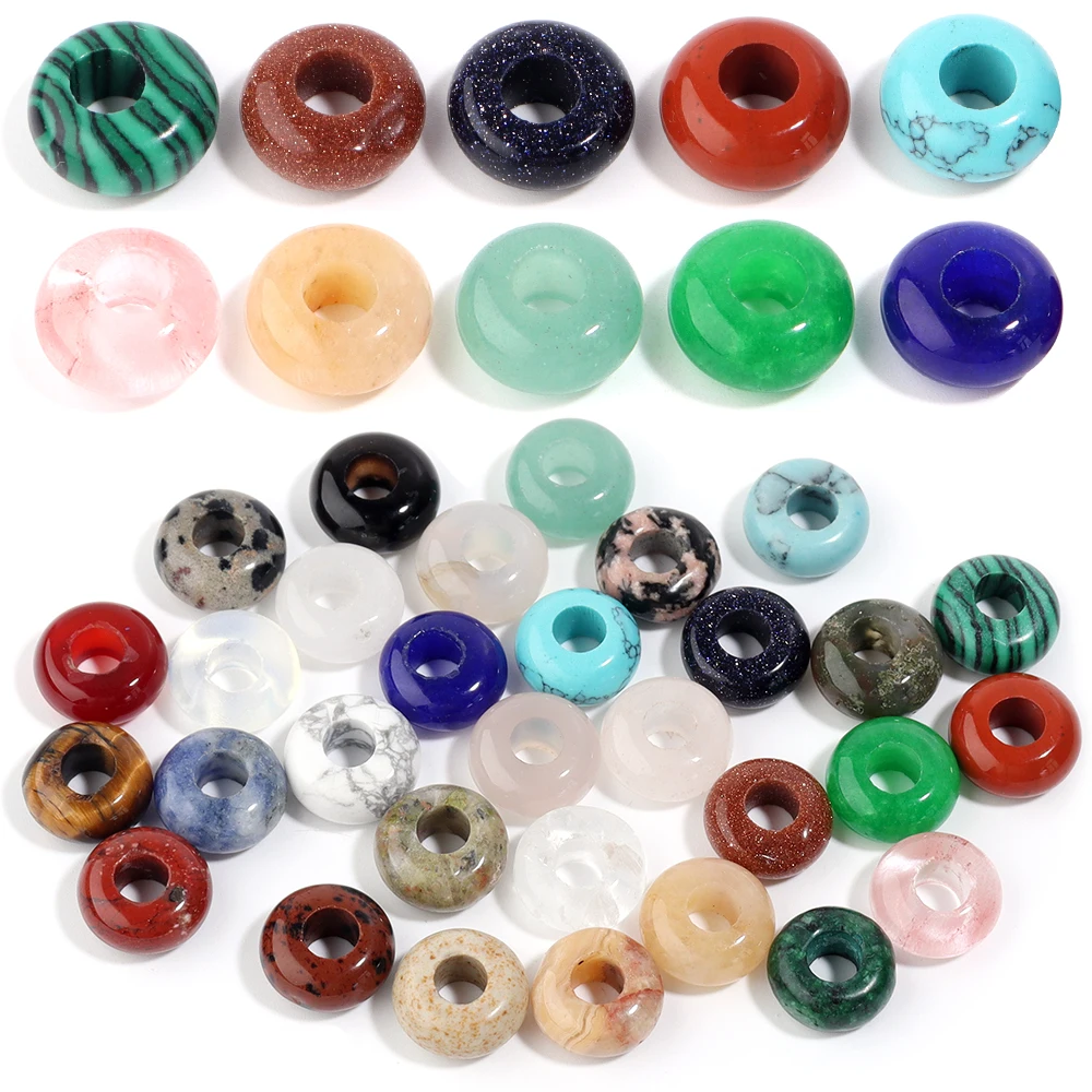 10 шт. каменные бусины в форме счетов с большим отверстием натуральный камень