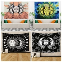 moon and sun psychedelic tapestry burning sun with stars bohemia aesthetic wall hanging hippie bedroom living room dorm decor