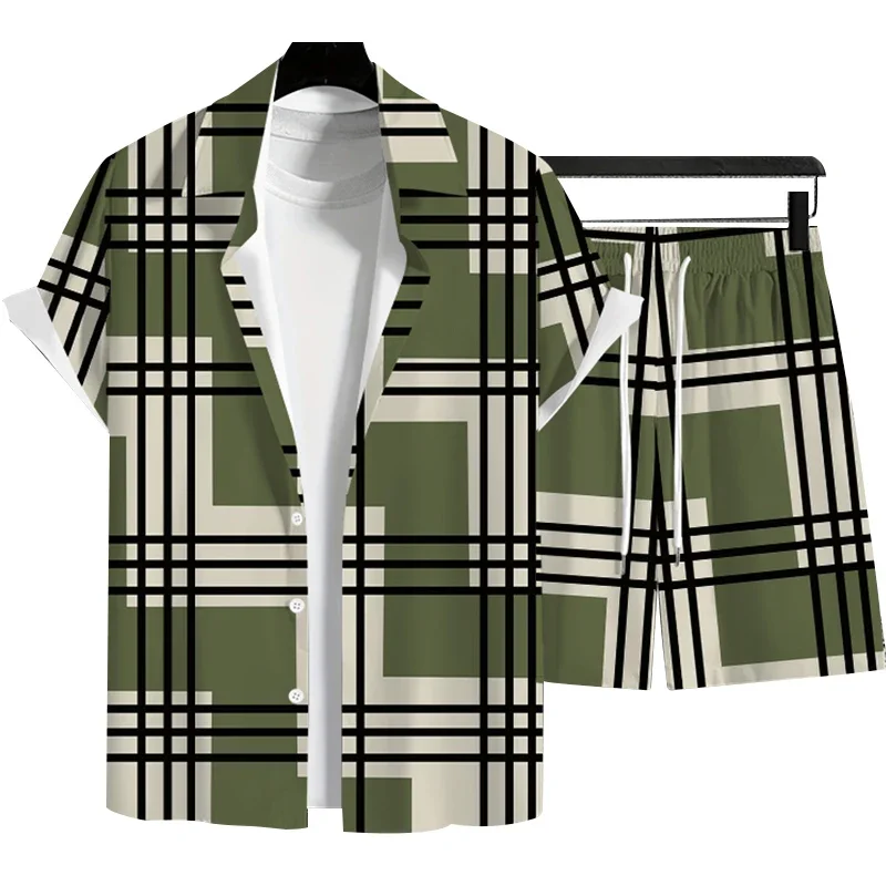 Мужская летняя мужская футболка в полоску с клетчатым принтом для отдыха и