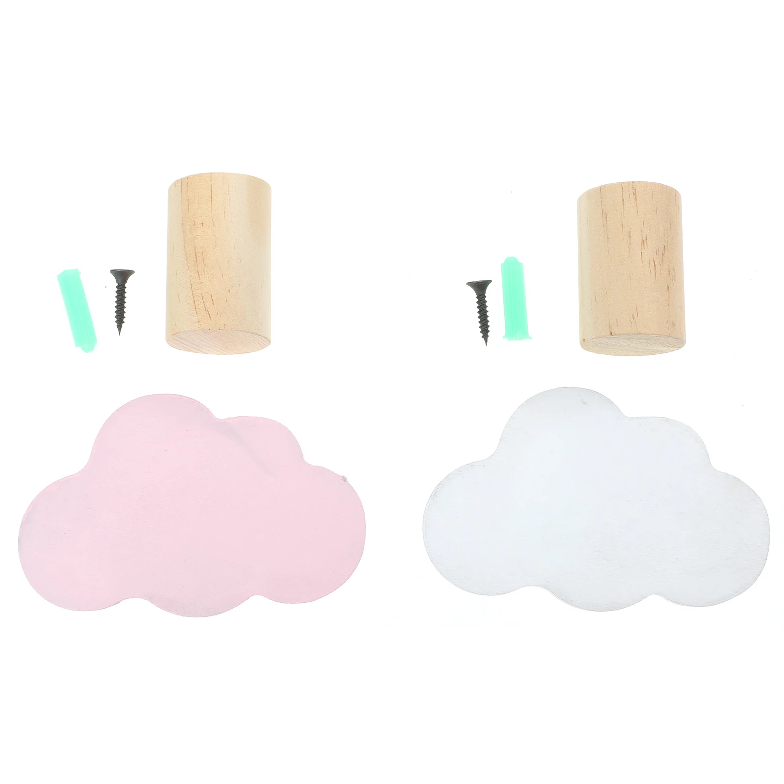 

2PCS Household Cloud Shape Wall Decors Wooden Cloud Shaped Hanging Hooks