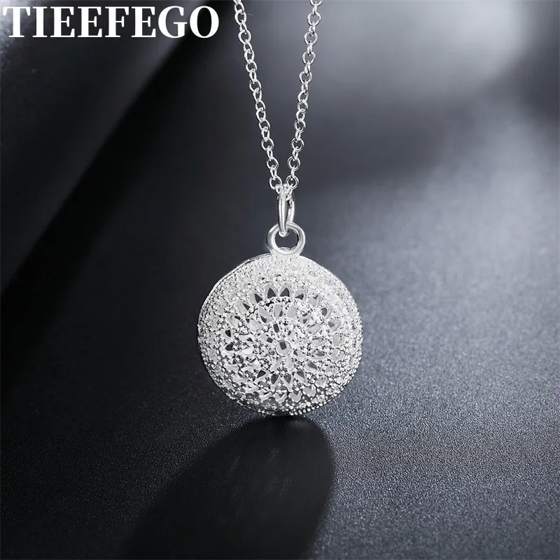 

TIEEFEGO 925 Sterling Silver Fashion Charming Fashion Round Elegant Ladies Wedding Classic Hot Model Necklace Noble Jewelry