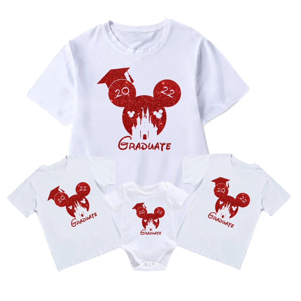 

Disney Mickey Mouse Print Family Look Summer Newborn Romper Casual Unisex Kids T-Shirt 2022 Series Graphic Casual White Clothes