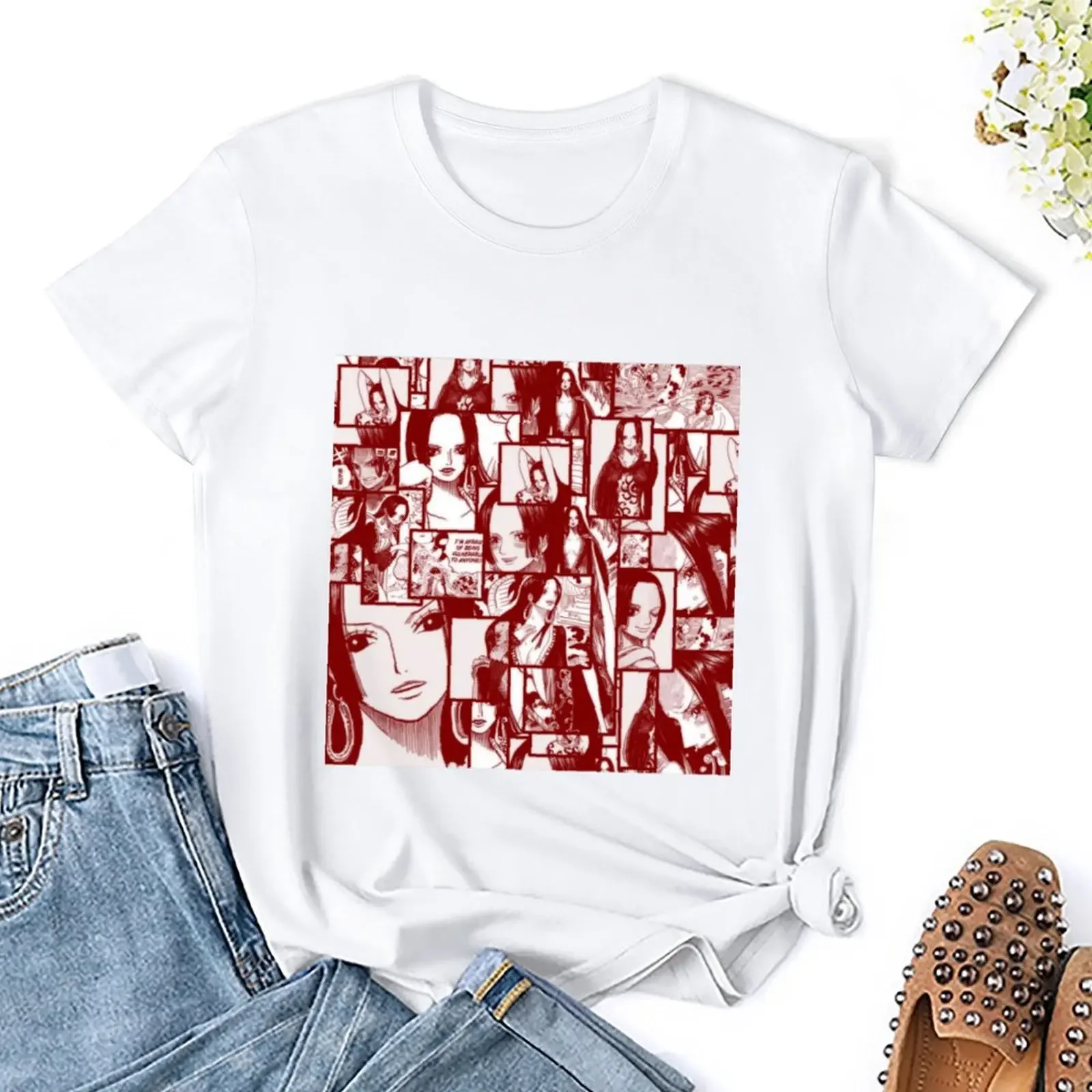 Футболка с коллажем манги Boa Hancock футболка принтом животных для девочек милая