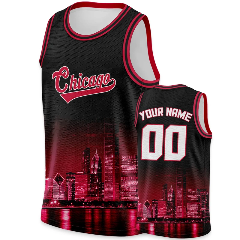 Черные мужские футболки с баскетболом Чикаго персонализированные создайте свою