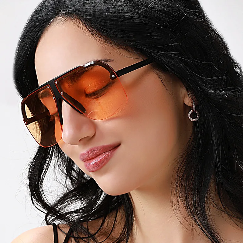 

2022New Fashion Oversized Women Sunglasses Brand Designer Plastic Female Big Frame Gradient Sun Glasses UV400 gafas de sol mujer