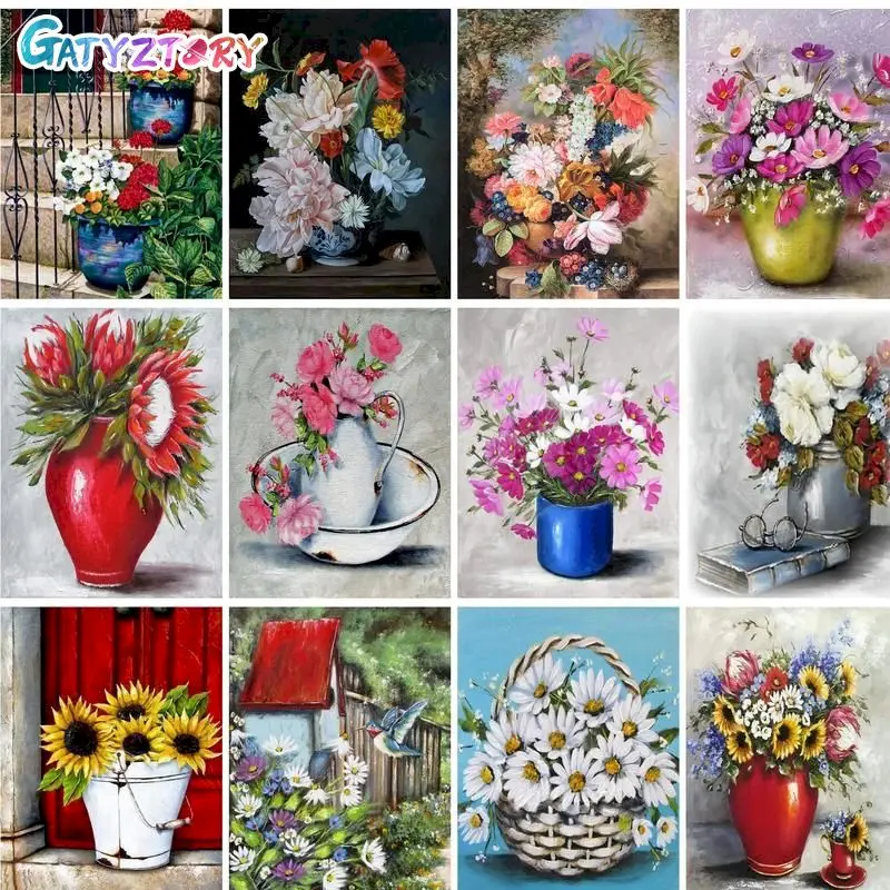 

GATYZTORY 40x50cm Paint By Numbers Acrylic Paints Drawing By Numbers Flowers Number Painting Personalized Gift For Beginner