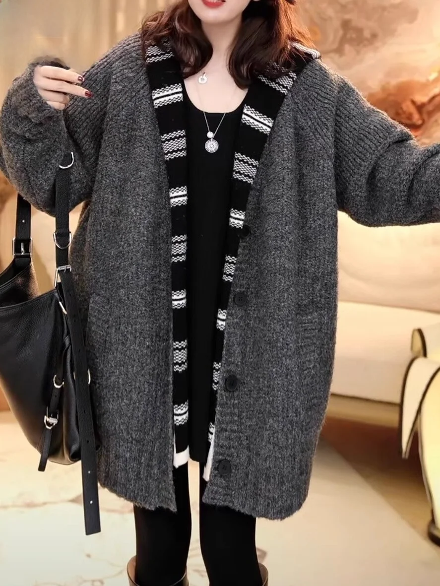 Американский винтажный свитер Idle Sle Верхняя одежда Женская утолщенная свободная